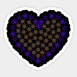 Violet snowflakes fancy heart Sticker